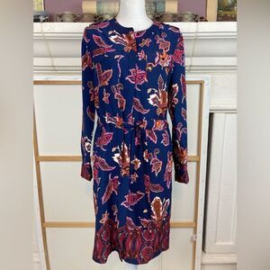 Liz Claiborne NWOT bright print shirt dress w/drawstring belt runs big like M